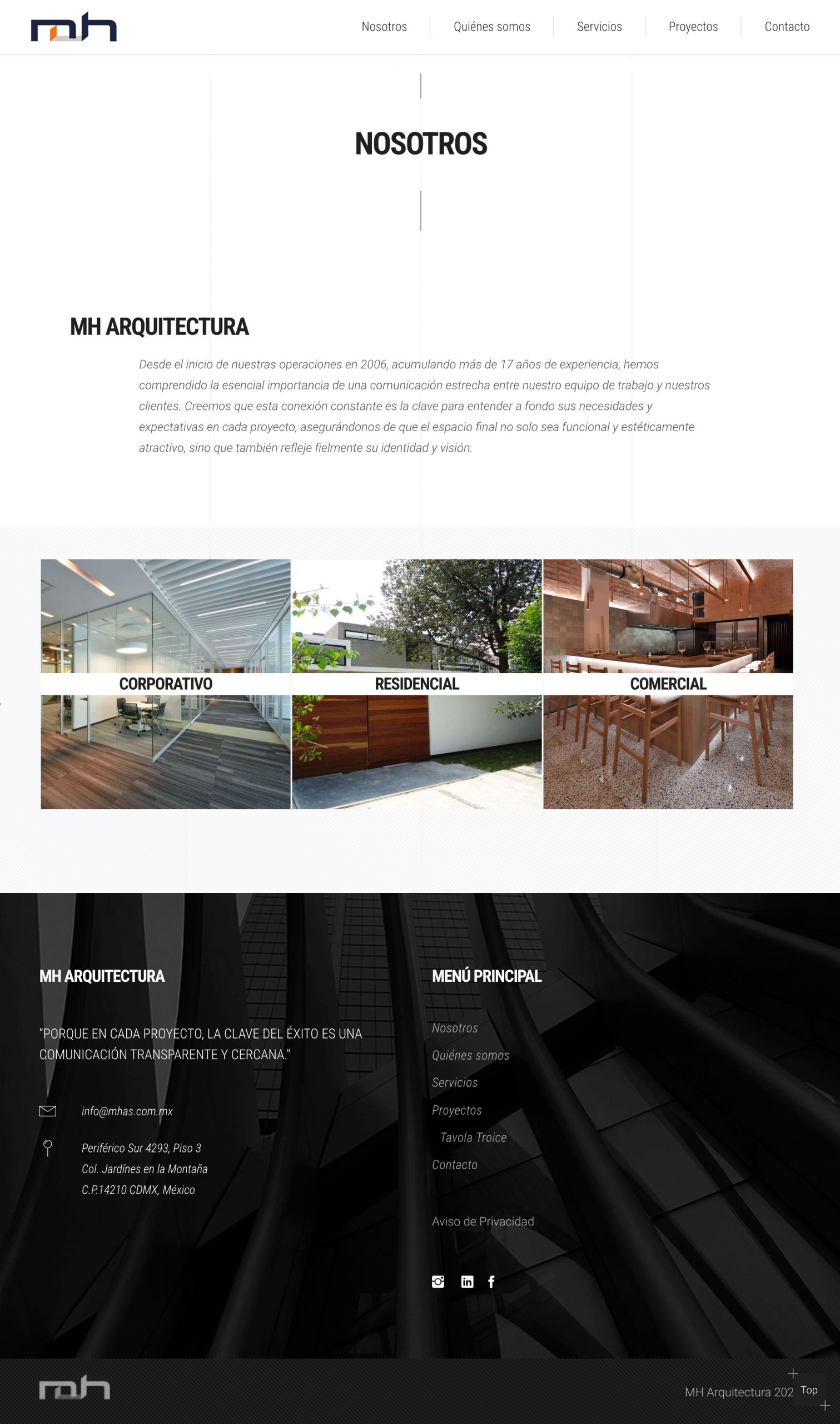 MH Arquitectura website